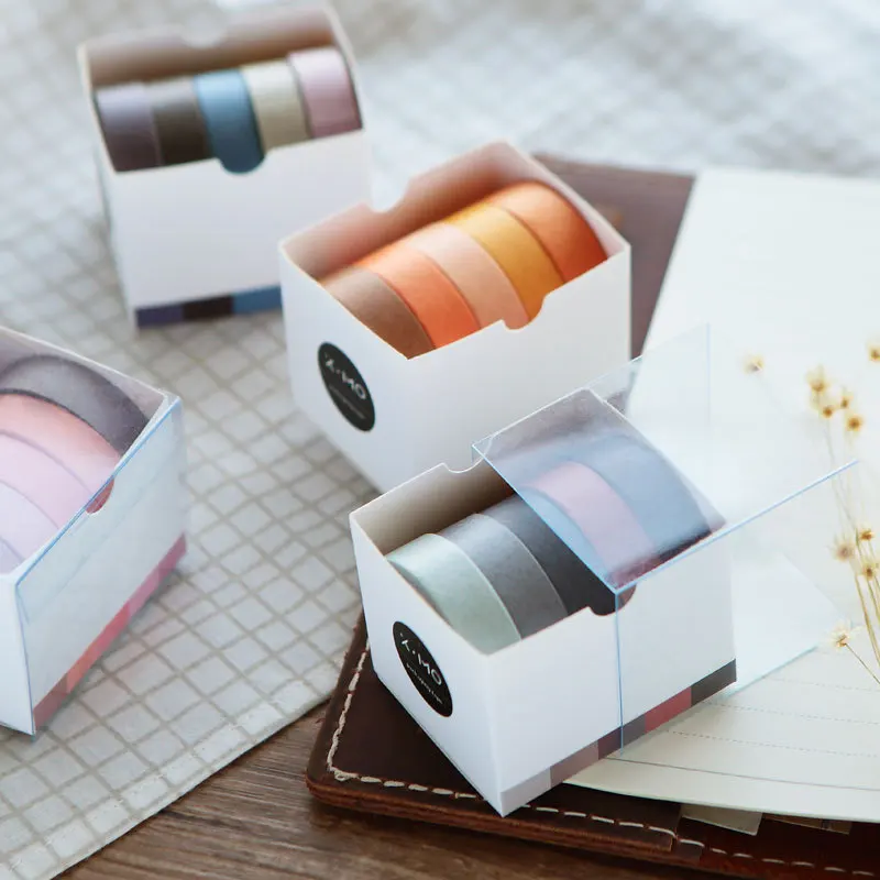 5 Roll Solid Color DIY Decorative Scrapbook Masking Tape Washi Tape Stationery Sticker Label Office Adhesive Tape for Crafts thumbnail 4