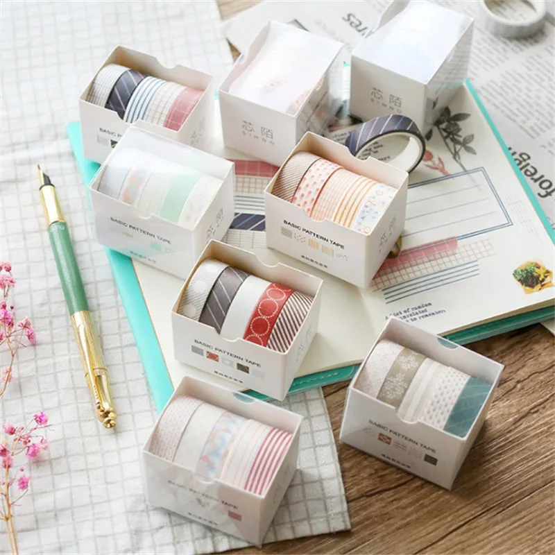 5 Roll Solid Color DIY Decorative Scrapbook Masking Tape Washi Tape Stationery Sticker Label Office Adhesive Tape for Crafts thumbnail 2