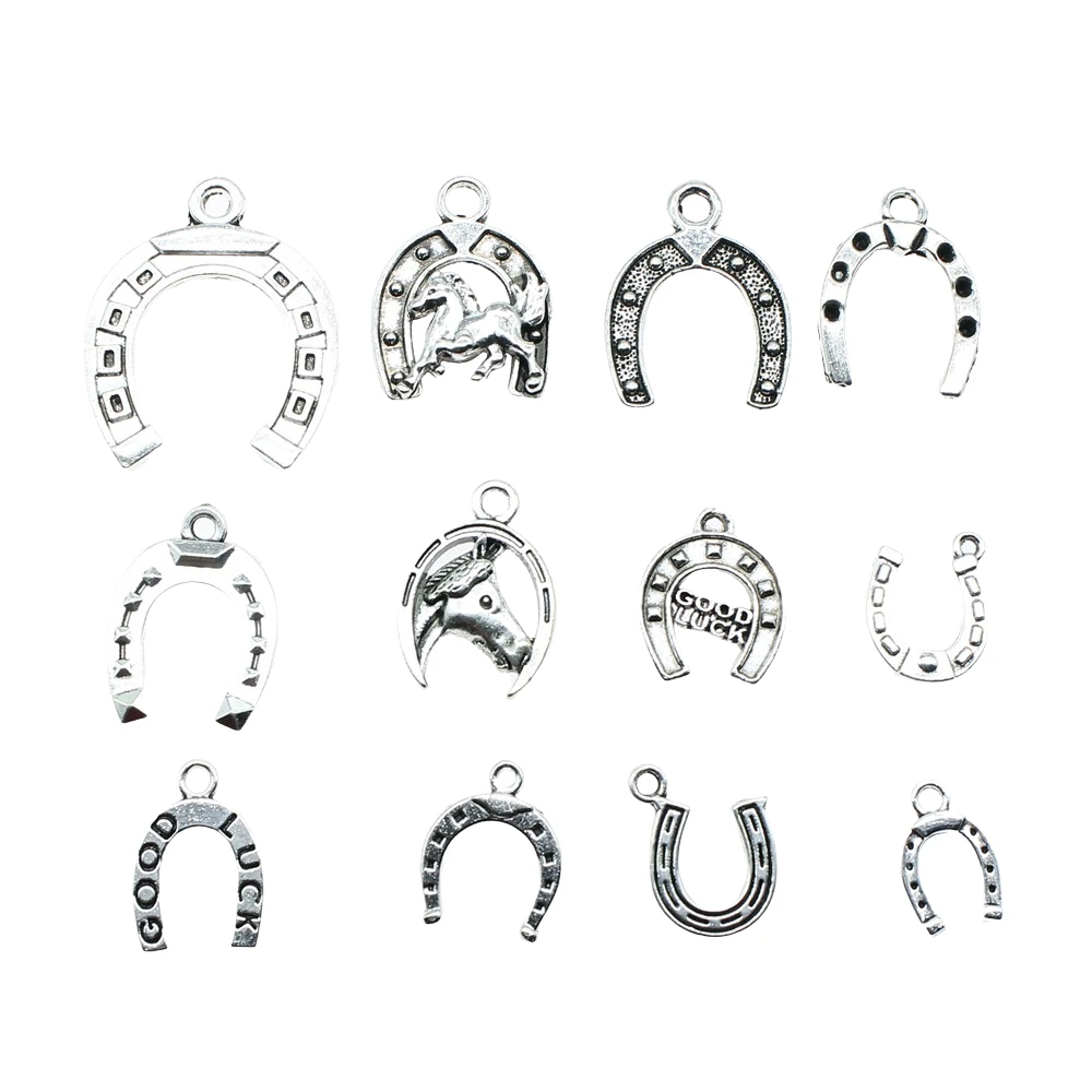 20pcs Horseshoe Pendant Charms Antique Silver Color Horse Shoe Charms Jewelry DIY Lucky Horseshoe Charms For Bracelet thumbnail 2