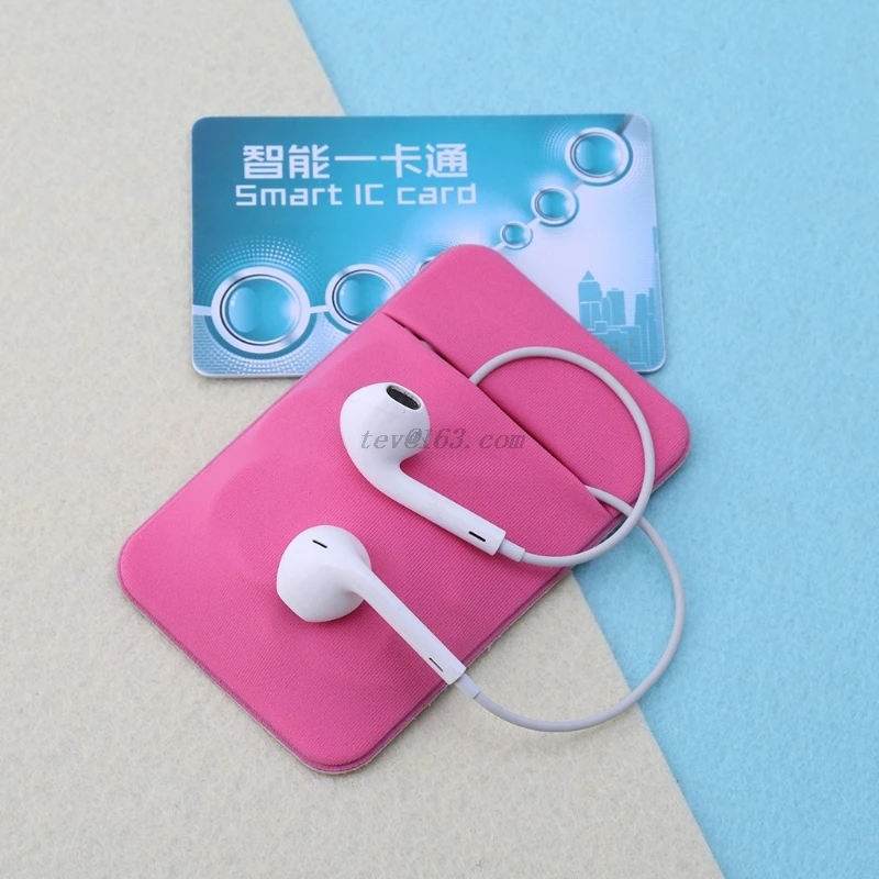 Mobile Phone Credit Card Wallet Holder Pocket Stick-On Adhesive Elastic Tool thumbnail 2