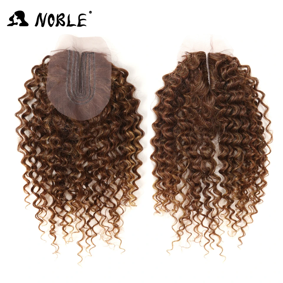 Noble Synthetic Hair Weave 16-20 inch 7Pieces/lot Afro Kinky Curly Hair Bundles With Closure synthetic  lace For Black Women thumbnail 3
