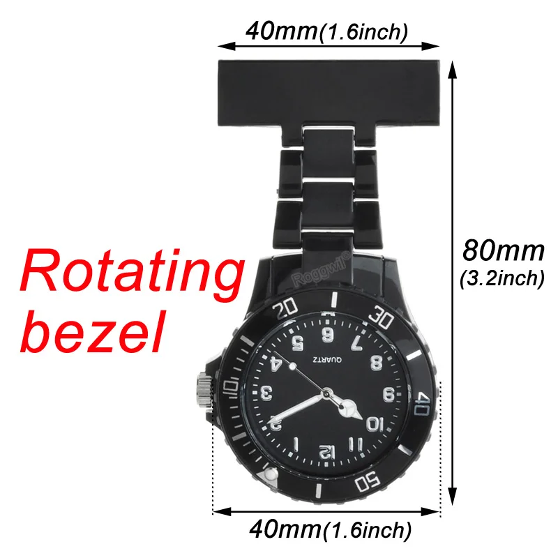 Personalized Laser Engraved Your Name Pin Brooch Rotating Bezel Easy Disinfection Helthcare Medical Fob Plastic Nurse Watch thumbnail 4