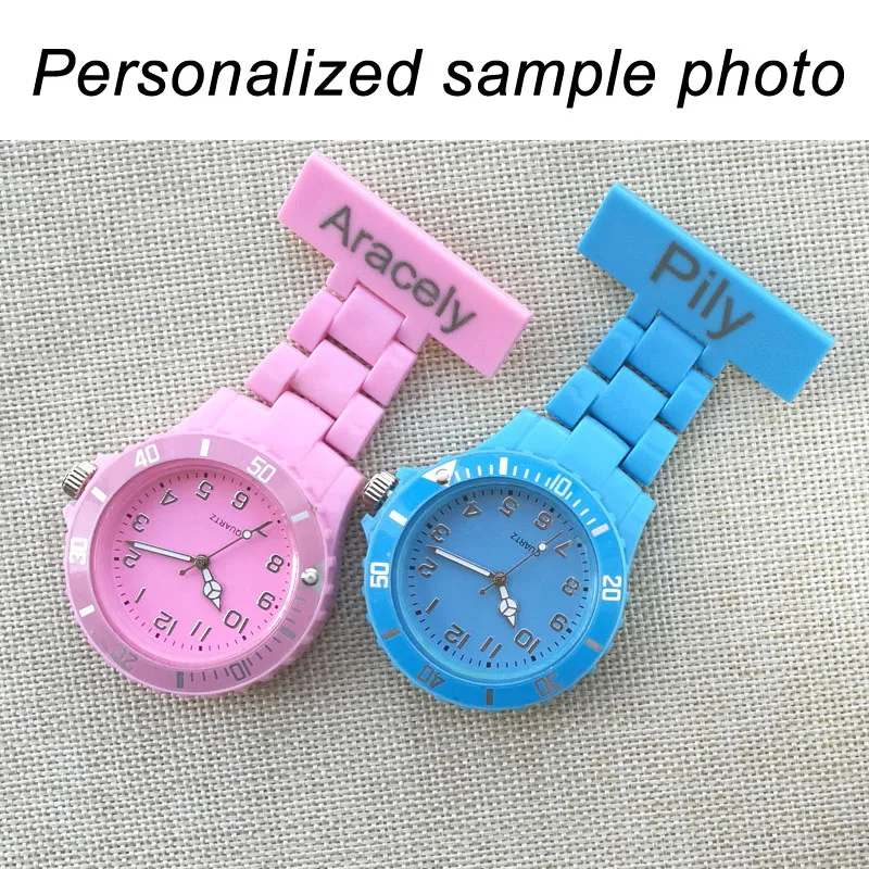 Personalized Laser Engraved Your Name Pin Brooch Rotating Bezel Easy Disinfection Helthcare Medical Fob Plastic Nurse Watch thumbnail 3