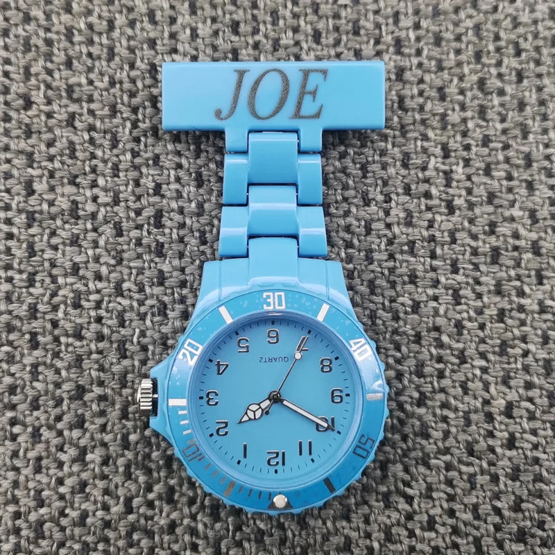 Personalized Laser Engraved Your Name Pin Brooch Rotating Bezel Easy Disinfection Helthcare Medical Fob Plastic Nurse Watch thumbnail 6