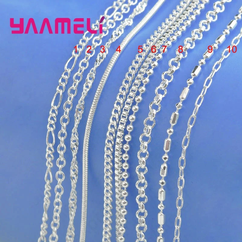 Big Promotion 100% Authentic 925 Sterling Silver Chain Necklace with Lobster Clasps fit Men Women Pendant 10 Designs 16-30 Inch thumbnail 2