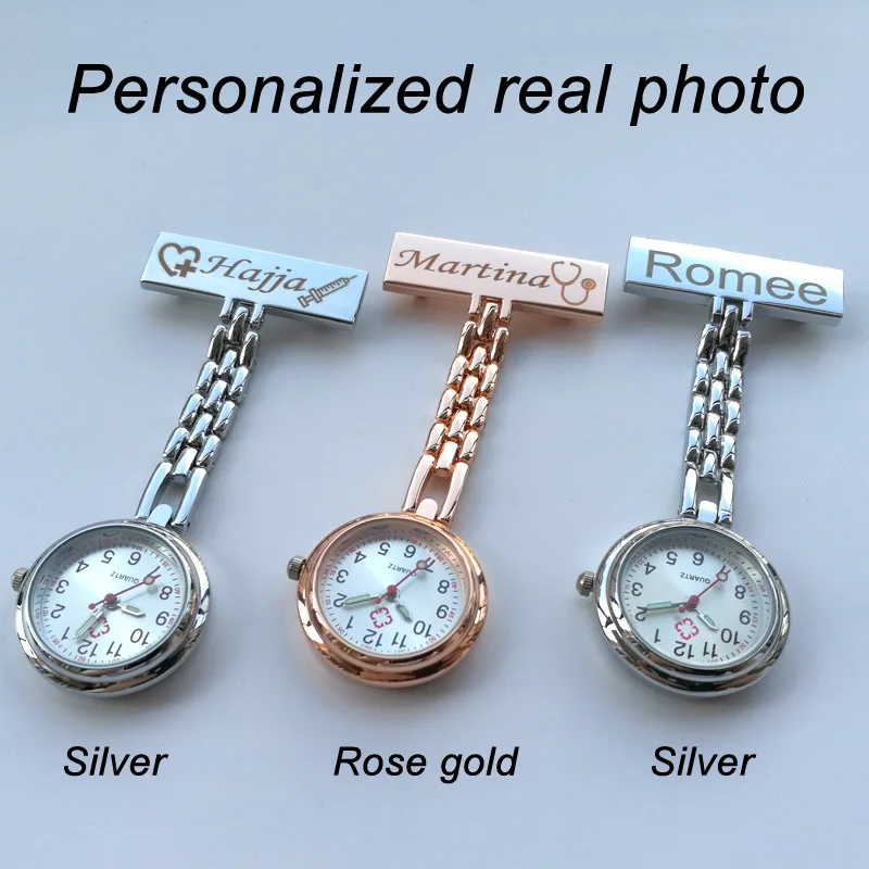 FREE Personalized Your Name Logo Doctor Clock Stethoscope Customize Engrave Medical Hospital Healthcare Pocket FOB Nurse Watch thumbnail 2