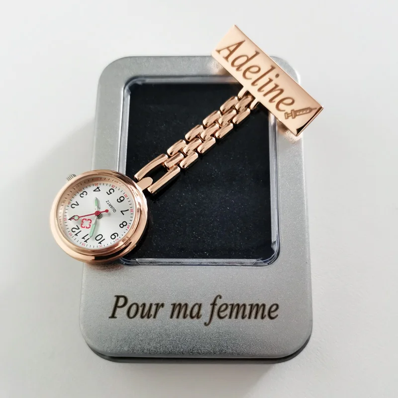 FREE Personalized Your Name Logo Doctor Clock Stethoscope Customize Engrave Medical Hospital Healthcare Pocket FOB Nurse Watch thumbnail 4