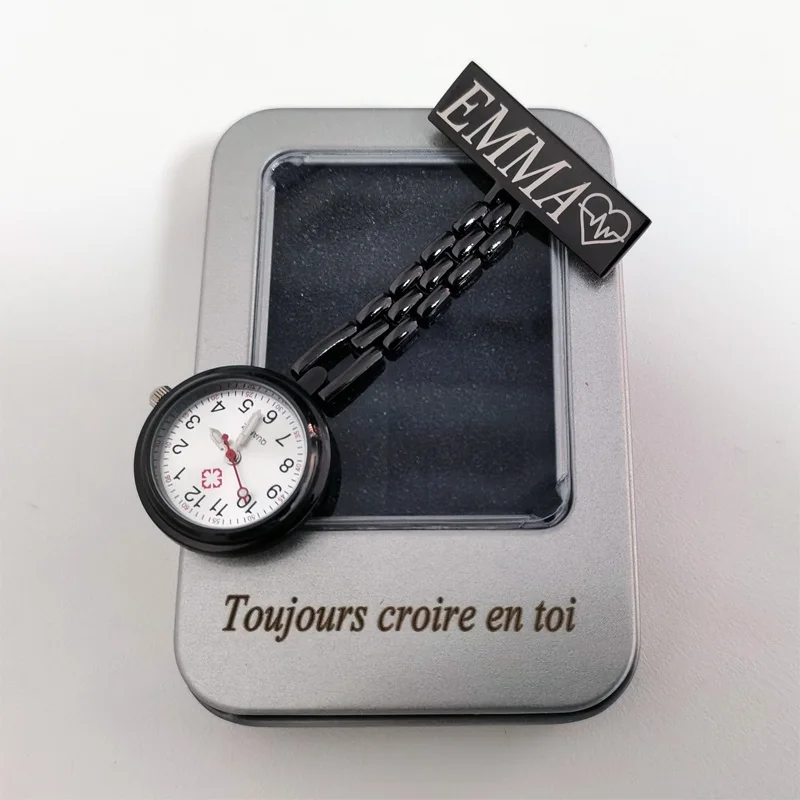 FREE Personalized Your Name Logo Doctor Clock Stethoscope Customize Engrave Medical Hospital Healthcare Pocket FOB Nurse Watch thumbnail 5