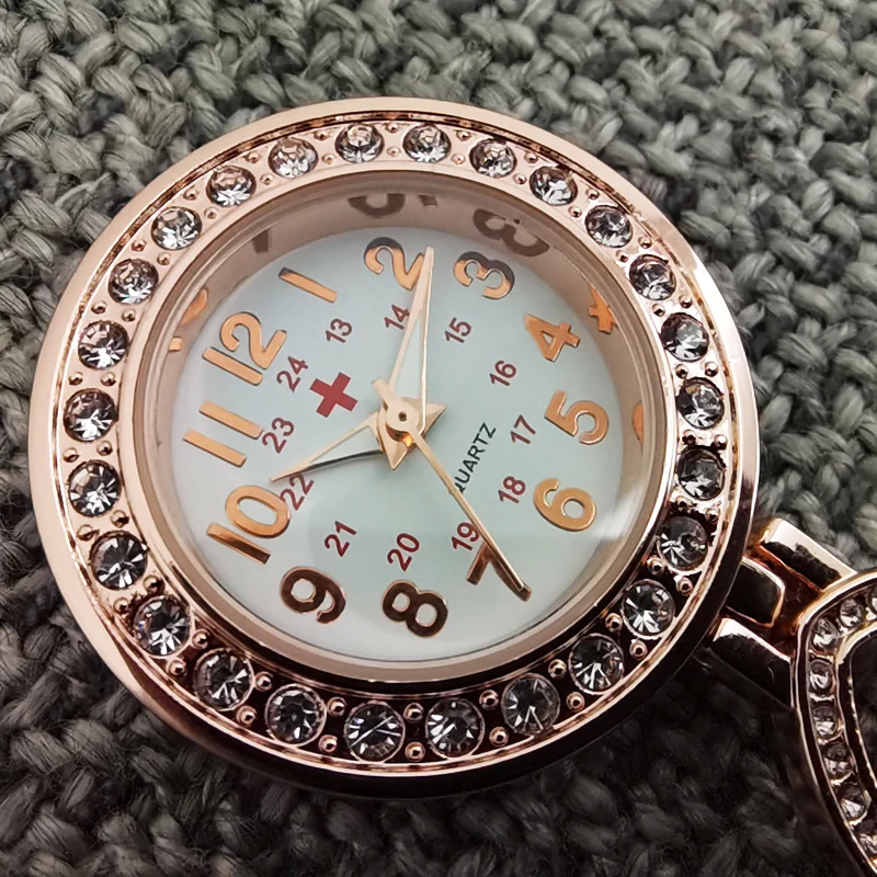 Personalized Customized Engraved With Your Name Doctor Clock Pin Brooch Zircon Crystal Strass Healthcare Heart Fob Nurse Watch thumbnail 4