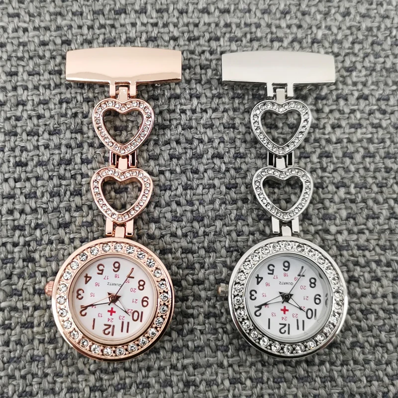 Personalized Customized Engraved With Your Name Doctor Clock Pin Brooch Zircon Crystal Strass Healthcare Heart Fob Nurse Watch thumbnail 3