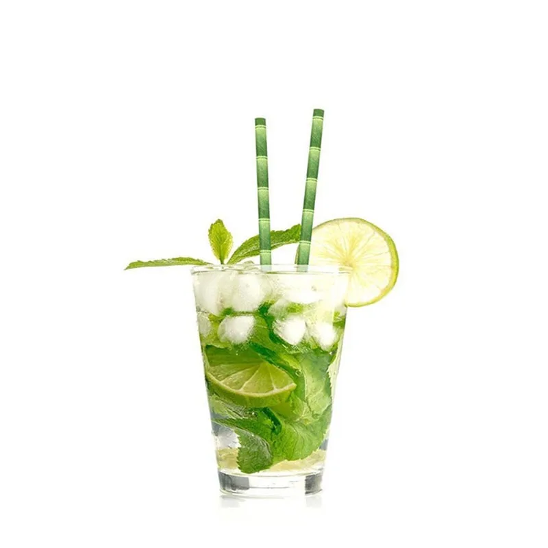 25pcs/lot Green Bamboo Paper Straws Happy Birthday Wedding Decorative Event Tropical Party Supplies Drinking Straw thumbnail 5