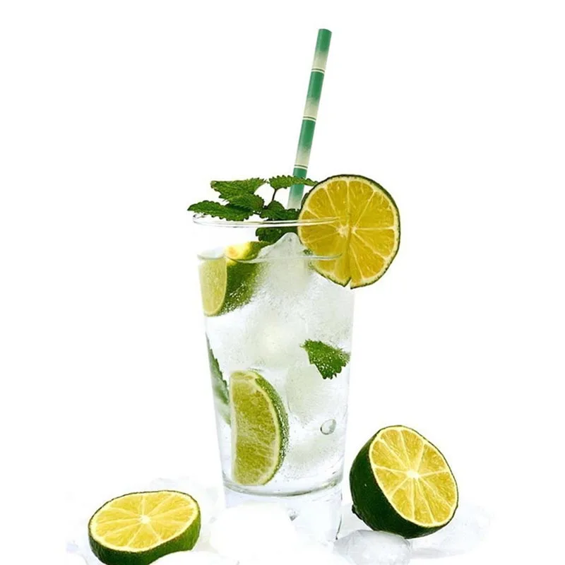 25pcs/lot Green Bamboo Paper Straws Happy Birthday Wedding Decorative Event Tropical Party Supplies Drinking Straw thumbnail 3