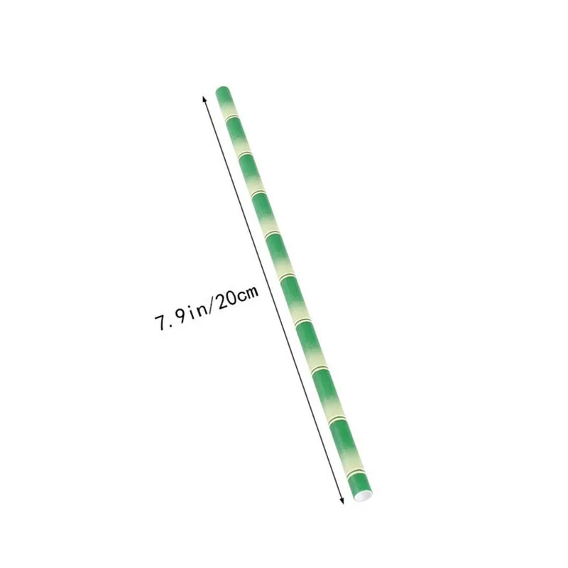 25pcs/lot Green Bamboo Paper Straws Happy Birthday Wedding Decorative Event Tropical Party Supplies Drinking Straw thumbnail 2