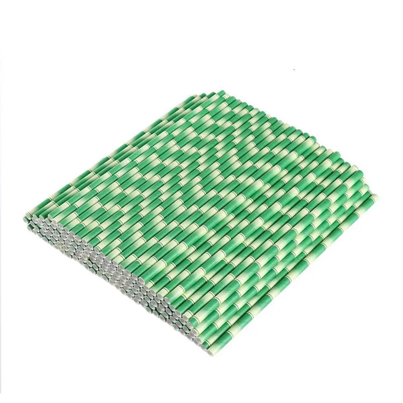 25pcs/lot Green Bamboo Paper Straws Happy Birthday Wedding Decorative Event Tropical Party Supplies Drinking Straw thumbnail 6