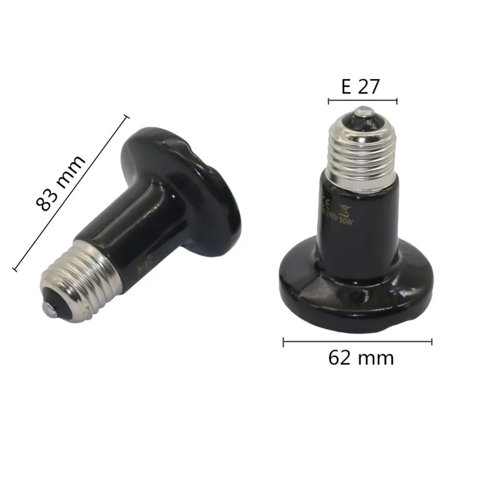 1 Pcs Reptile Pet No Light Far Infrared Ceramic Heating Lamp E27 Small Mini Heat Lamp 25W 50W 75W 100W thumbnail 2