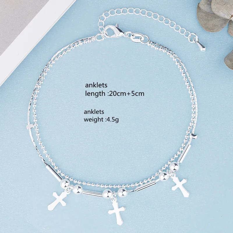 Buyee 925 Sterling Silver Female Simple Anklet Chain Foot Legs Anklet for Women Fashion Star Fine Jewelry Anklets Chain thumbnail 4