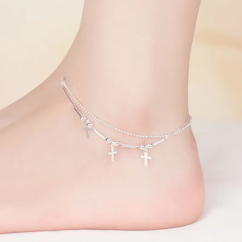 Buyee 925 Sterling Silver Female Simple Anklet Chain Foot Legs Anklet for Women Fashion Star Fine Jewelry Anklets Chain thumbnail 5