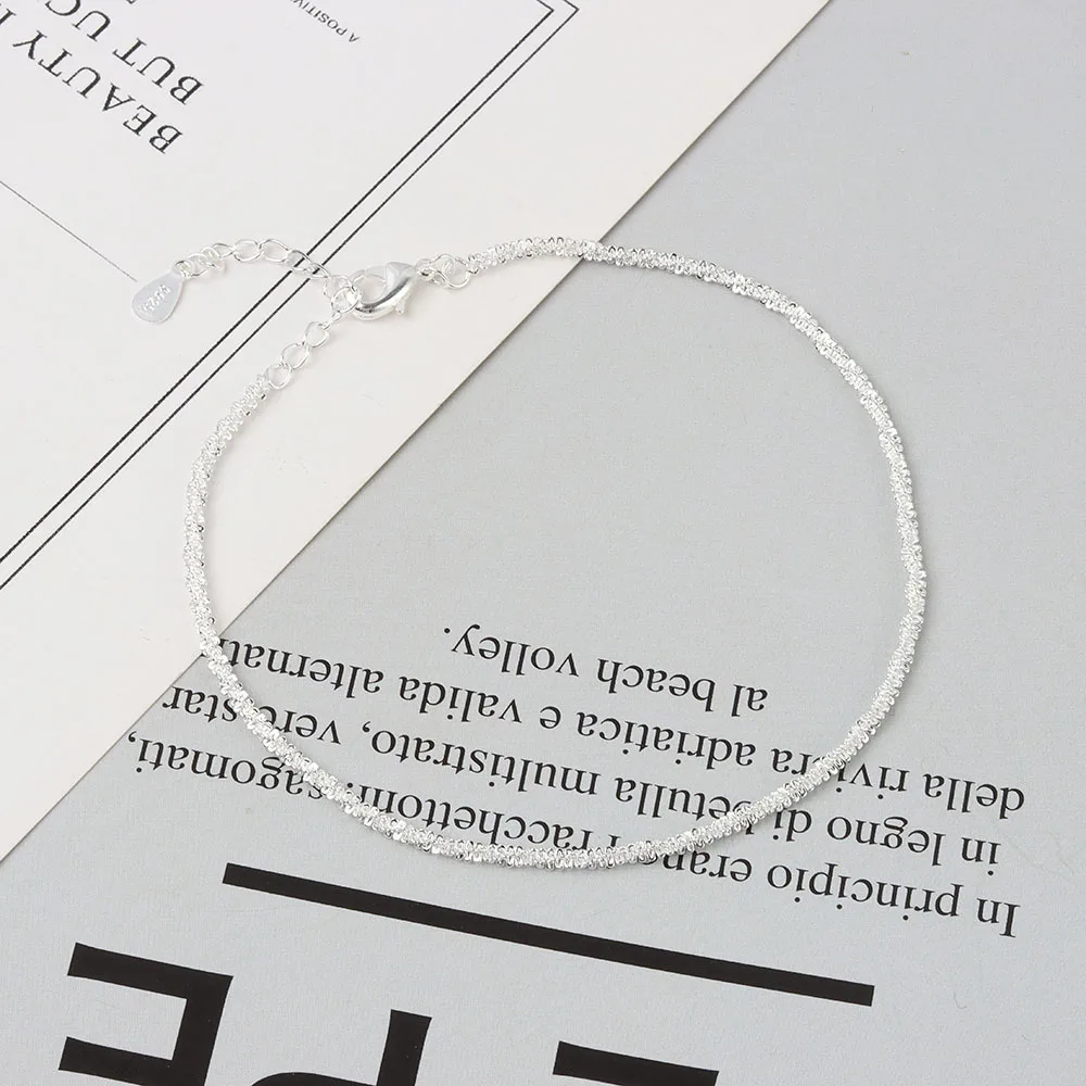 Buyee 925 Sterling Silver Female Simple Anklet Chain Foot Legs Anklet for Women Fashion Star Fine Jewelry Anklets Chain thumbnail 3