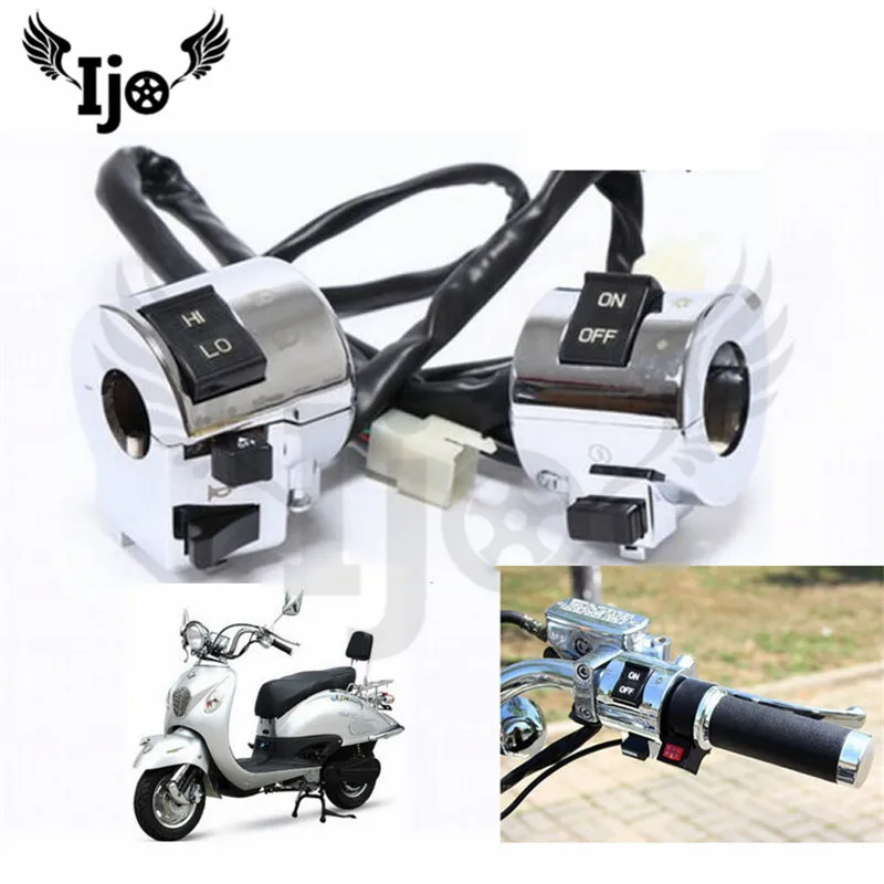 brand chrome silver 25MM moto switches motorbike handlebar controller for Honda Yamaha scooter switch motorcycle accessories thumbnail 2