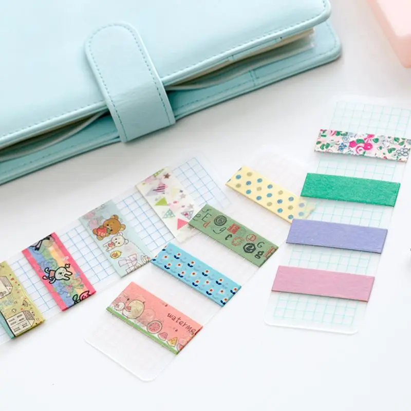12Pcs PVC grid Washi Tape Separate transparent  washi tape storage bookmark Office School Supplies thumbnail 6