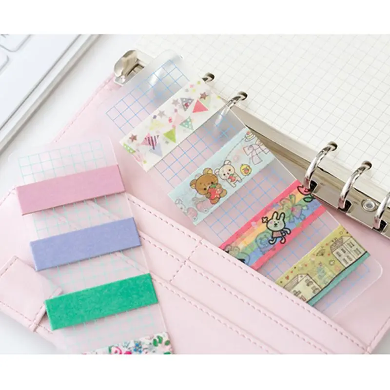 12Pcs PVC grid Washi Tape Separate transparent  washi tape storage bookmark Office School Supplies thumbnail 3