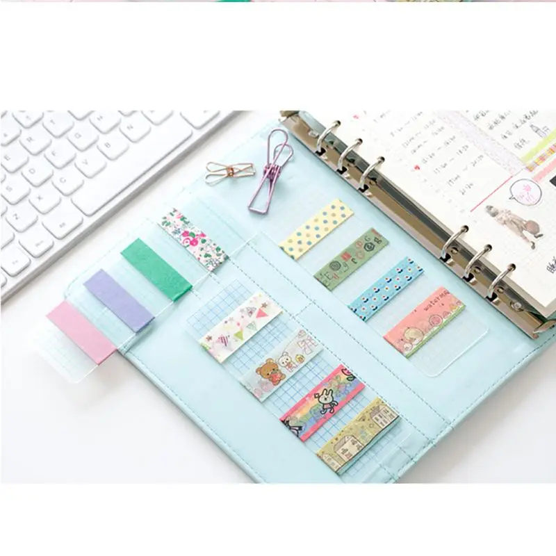 12Pcs PVC grid Washi Tape Separate transparent  washi tape storage bookmark Office School Supplies thumbnail 4