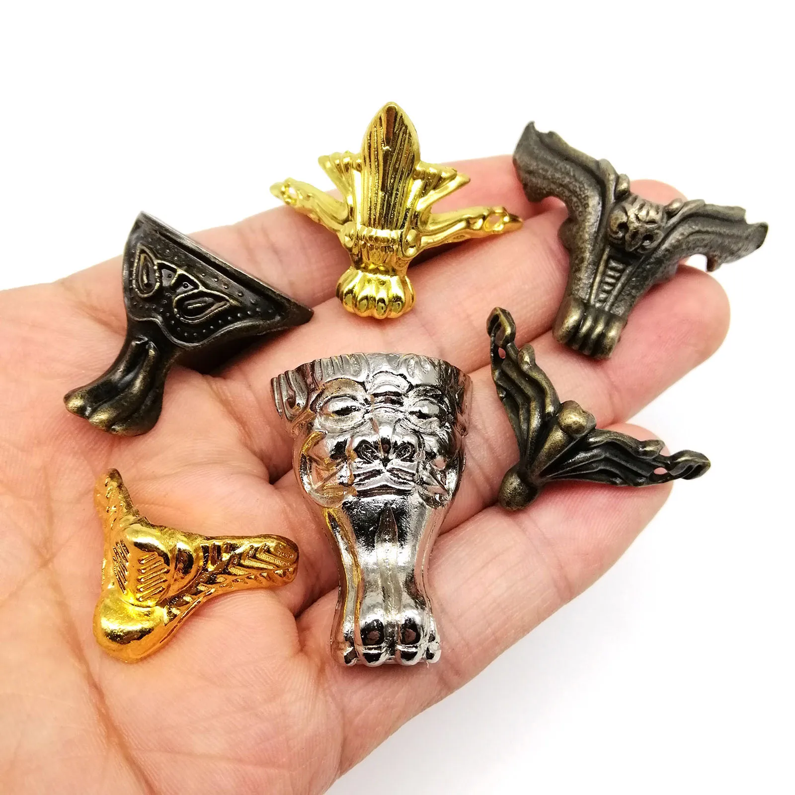 4pcs Jewelry Chest Wood Box Gift Wine Case Decorative Feet Leg Corner Protector Support Bracket with screws Golden Silver Bronze thumbnail 2