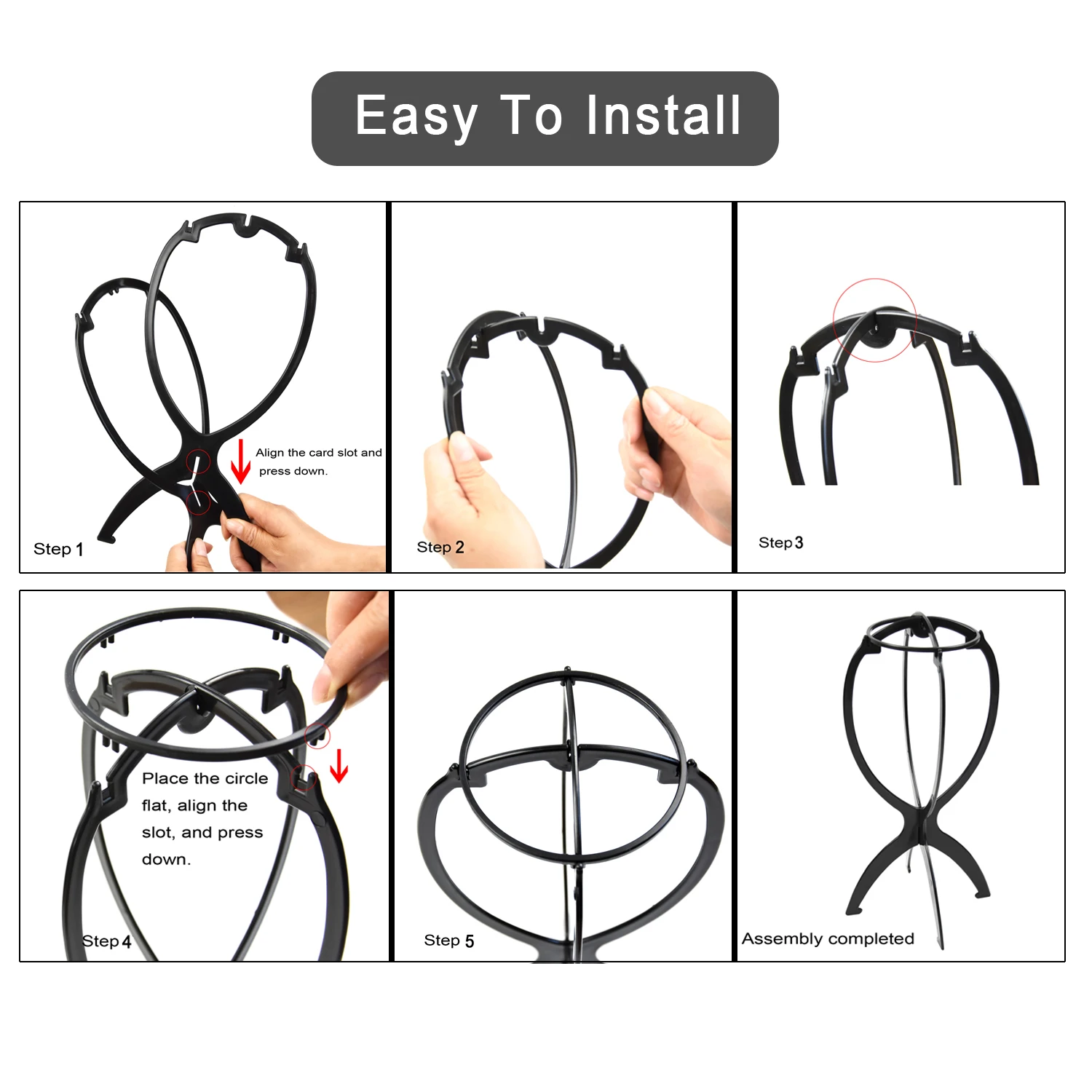 1PC Four Colors Wig Stands Plastic Hat Display Wig Head Holders 17x34Cm Mannequin Head/Stand Portable Folding Wig Stand thumbnail 6