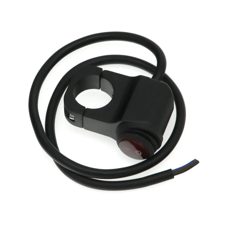 MoFlyeer Motorcycle 7/8" 16A Waterproof  Aluminium Alloy Switches 22mm Handlebar Headlight Switch and 3 Wires with Red Led Light thumbnail 6