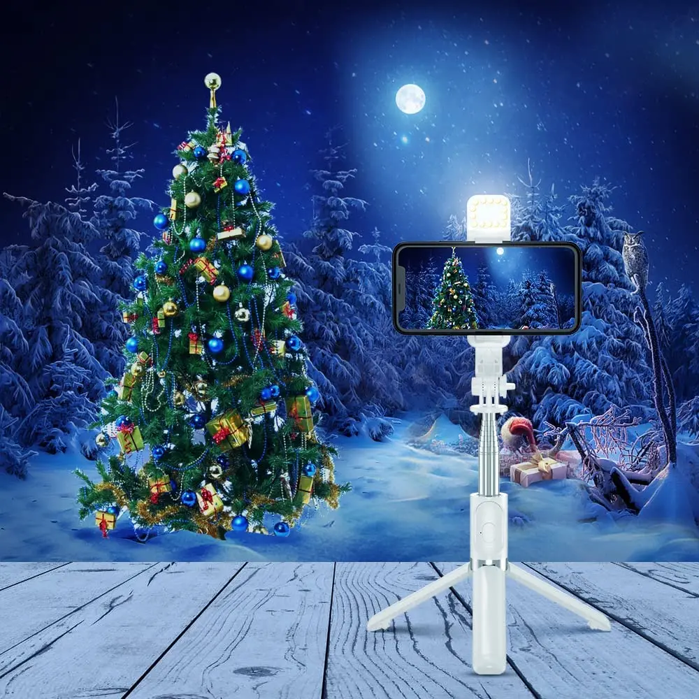 Wireless Bluetooth Selfie Stick Foldable Portable Tripod with Fill Light Shutter Remote Control for Android iPhone Smartphone thumbnail 2