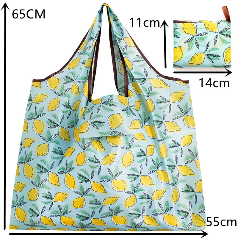 Big Size Thick Nylon Large Tote ECO Reusable Polyester Portable Shoulder Women's Handbags Folding Pouch Shopping Bag Foldable thumbnail 2