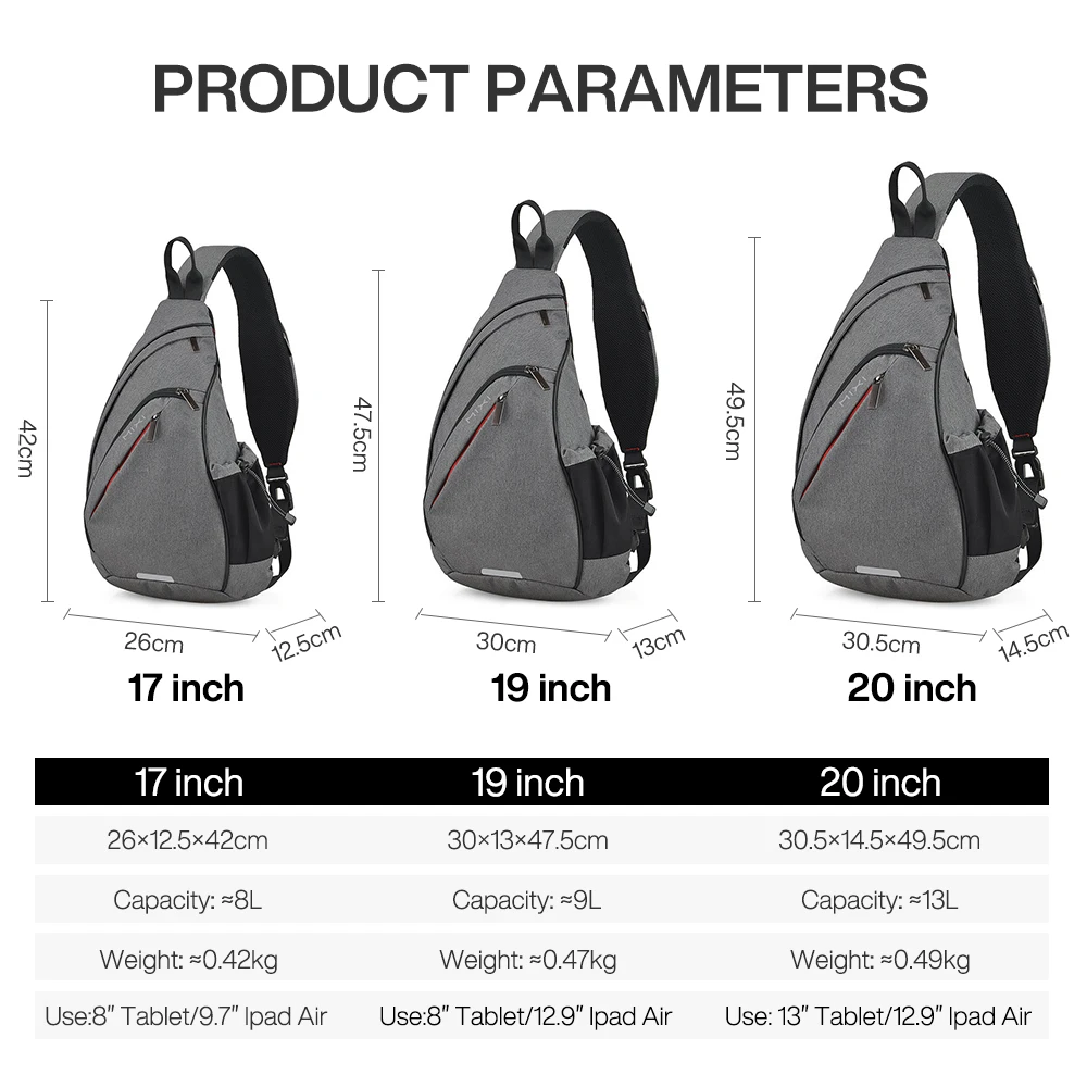 Mixi Men One Shoulder Backpack Women Sling Bag Crossbody USB Boys Cycling Sports Travel Versatile Fashion Bag Student School thumbnail 6