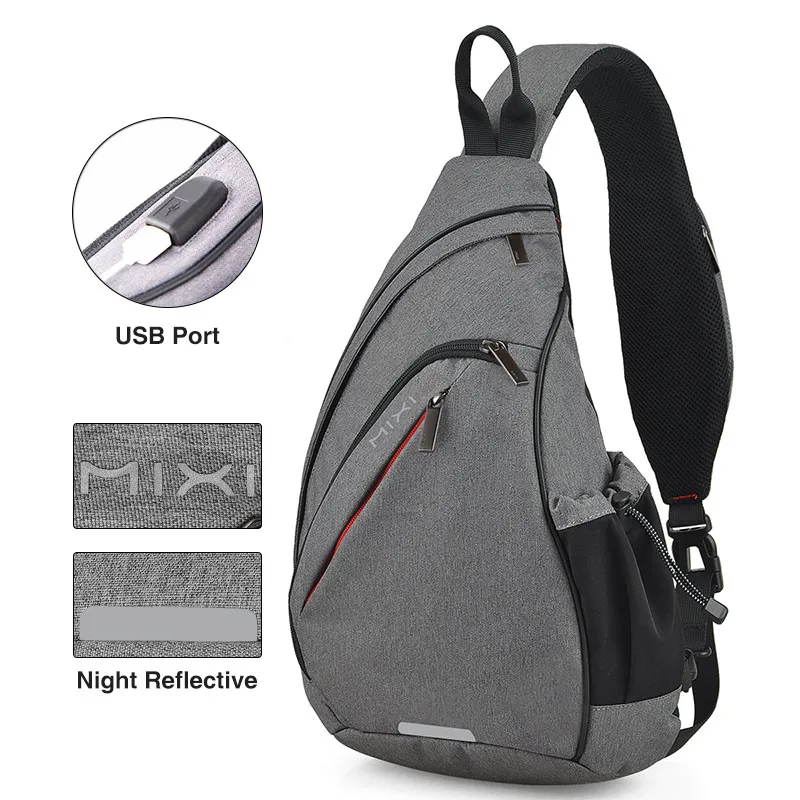 Mixi Men One Shoulder Backpack Women Sling Bag Crossbody USB Boys Cycling Sports Travel Versatile Fashion Bag Student School thumbnail 2