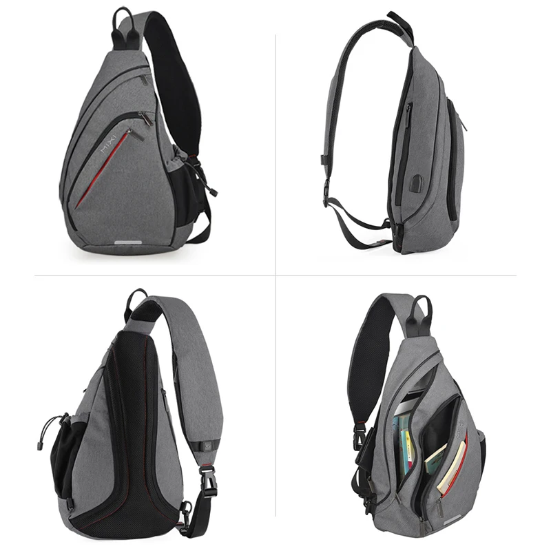Mixi Men One Shoulder Backpack Women Sling Bag Crossbody USB Boys Cycling Sports Travel Versatile Fashion Bag Student School thumbnail 3