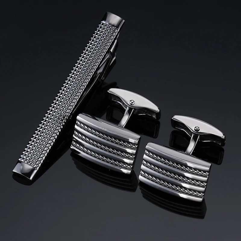 High Quality Cuff links necktie clip for tie pin for men's gift Classic pattern tie bars cufflinks tie clip set Men Jewelry thumbnail 6