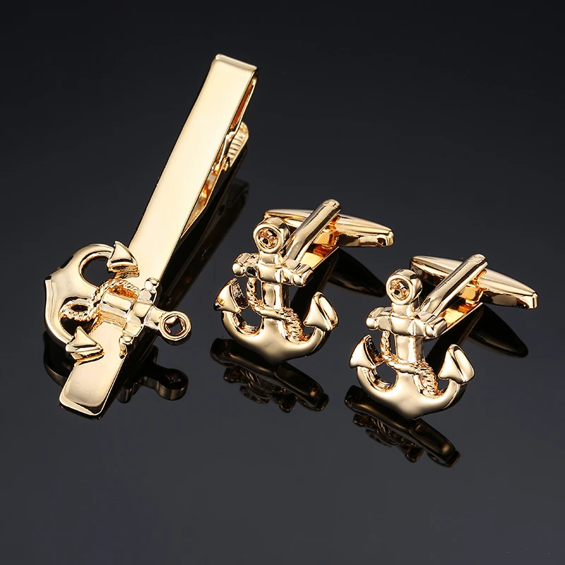 High Quality Cuff links necktie clip for tie pin for men's gift Classic pattern tie bars cufflinks tie clip set Men Jewelry thumbnail 3