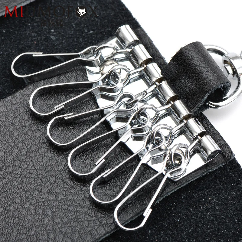 Genuine Leather Keychain Men Women Key Holder Organizer Pouch Cow Split Car Key Wallet Housekeeper Key Case Mini Card Bag thumbnail 5