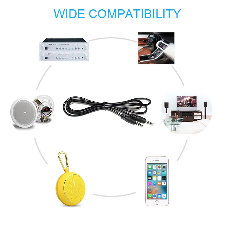 CIRMECH  Aux Audio Cable 3.5mm to 3.5 mm Jack Audio line Male to Male Stereo Auxiliary Cord for PC SmartPhone Car amplifier thumbnail 3