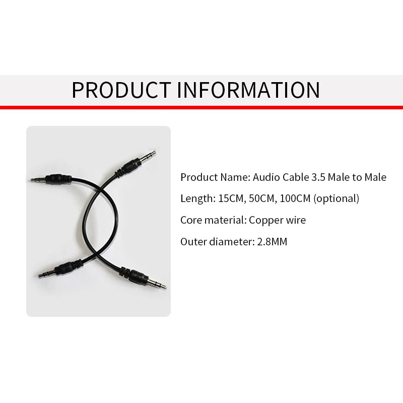 CIRMECH  Aux Audio Cable 3.5mm to 3.5 mm Jack Audio line Male to Male Stereo Auxiliary Cord for PC SmartPhone Car amplifier thumbnail 5