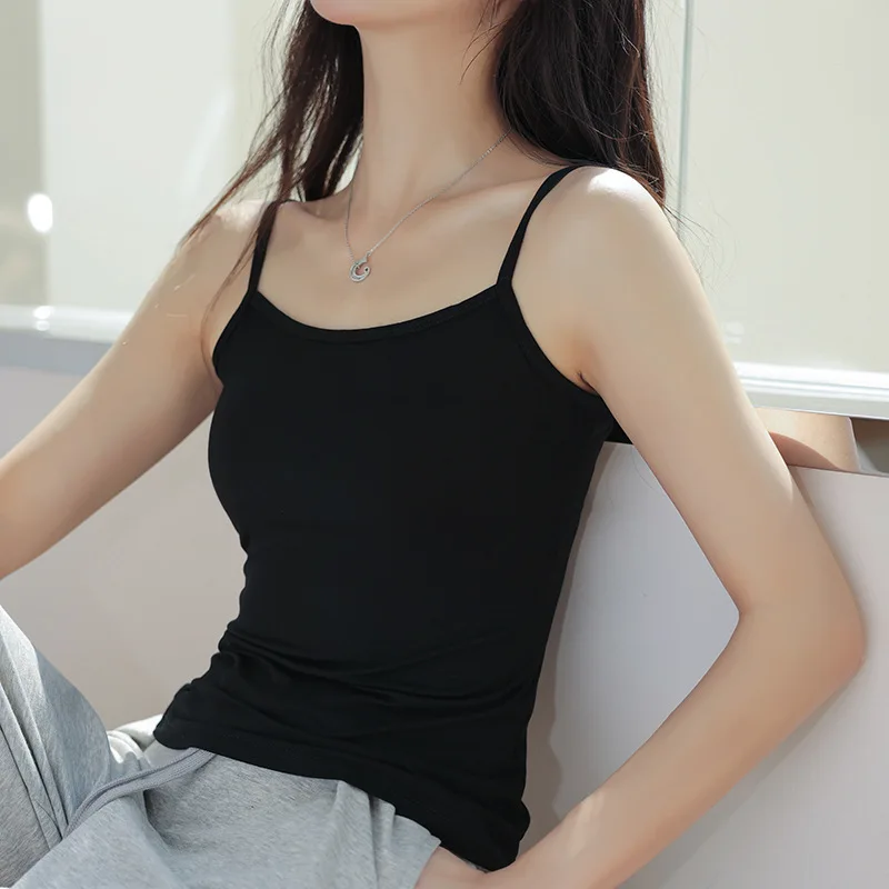 Summer Tank Top Women Sexy Slim Camisole Spaghetti Strap Cotton Vest Breathable Female Undershirt Camis Tank Tops for Women thumbnail 5