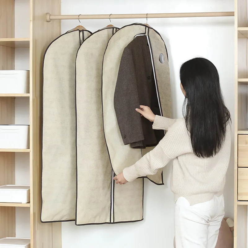 Hanging Garment Coat Outer Dress Suit Clothes Dust-proof Cover with Zipper Clothes Organizer Storage Bags Protect Dust Cover thumbnail 2