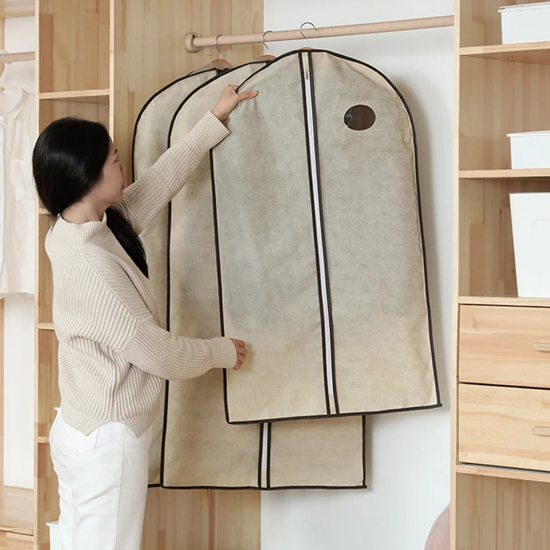 Hanging Garment Coat Outer Dress Suit Clothes Dust-proof Cover with Zipper Clothes Organizer Storage Bags Protect Dust Cover thumbnail 6
