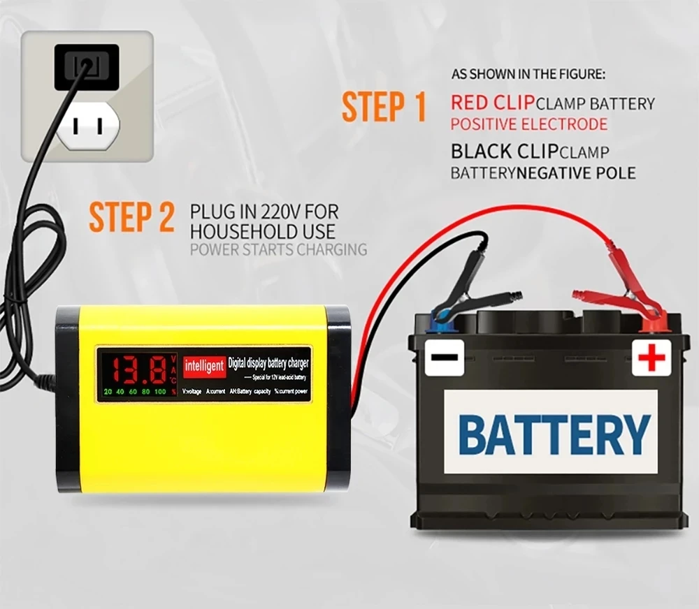 12V 2A Car Battery Charger LED Display 220V 110V Smart Truck Auto Car Charge Charging Tool EU US Plug thumbnail 6