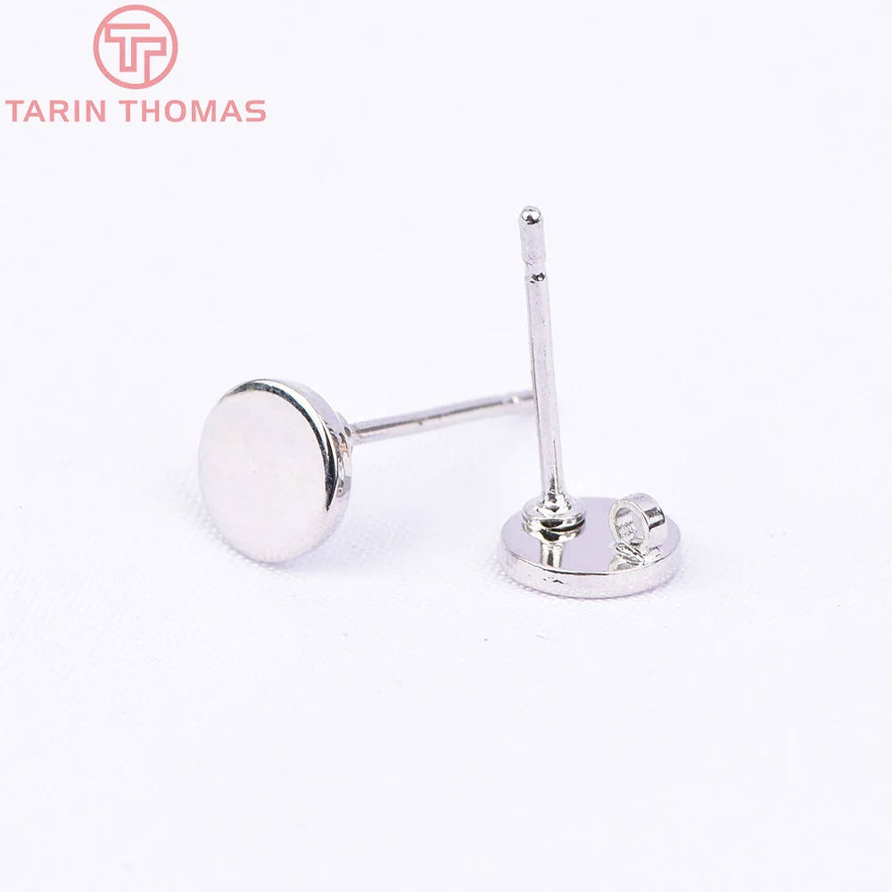 (2198) 10PCS 6x6MM 24K Gold Color Brass With Hooks Hole Round Stud Earrings Pins High Quality Jewellery Accessories thumbnail 4