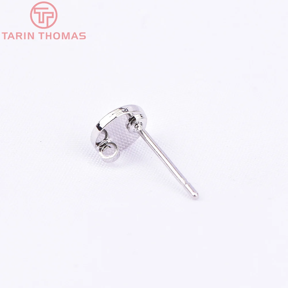(2198) 10PCS 6x6MM 24K Gold Color Brass With Hooks Hole Round Stud Earrings Pins High Quality Jewellery Accessories thumbnail 6