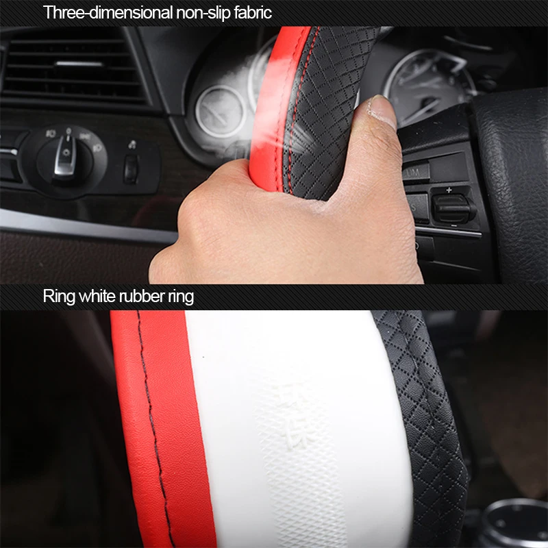 Universal Car Steering Wheel Cover For 37-38cm Steer Wheel Faux Leather Breathable Car Wheel Cover Interior Auto Accessories thumbnail 3