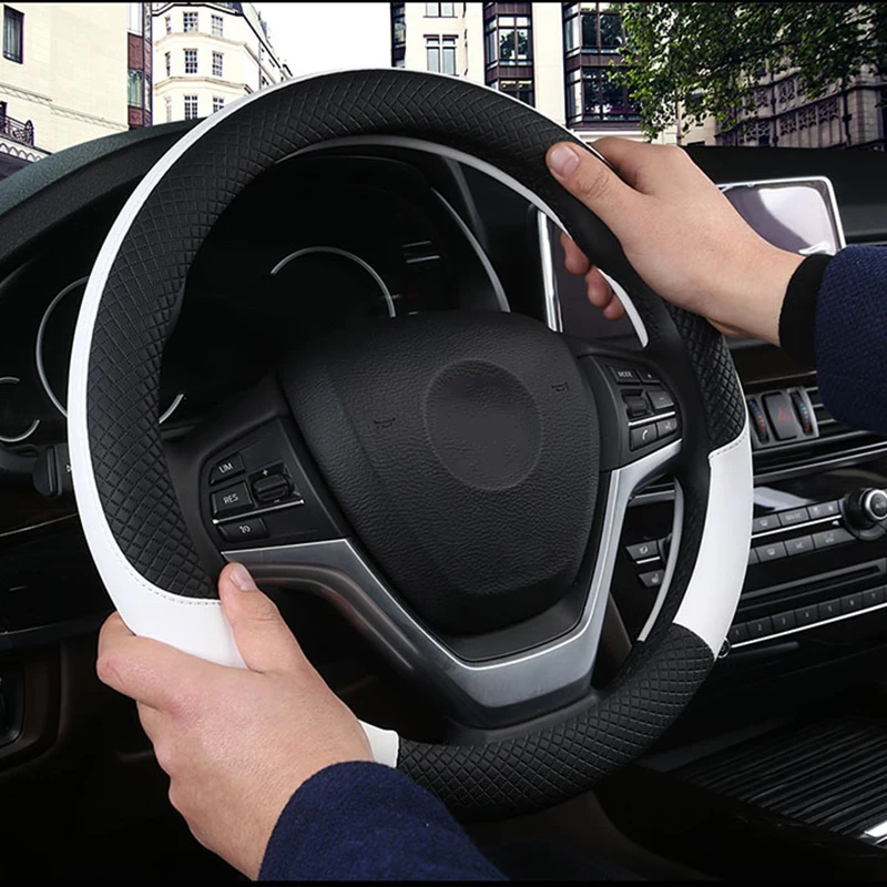 Universal Car Steering Wheel Cover For 37-38cm Steer Wheel Faux Leather Breathable Car Wheel Cover Interior Auto Accessories thumbnail 6