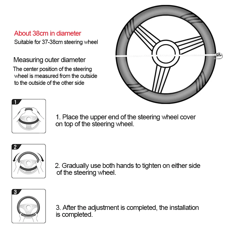 Universal Car Steering Wheel Cover For 37-38cm Steer Wheel Faux Leather Breathable Car Wheel Cover Interior Auto Accessories thumbnail 2