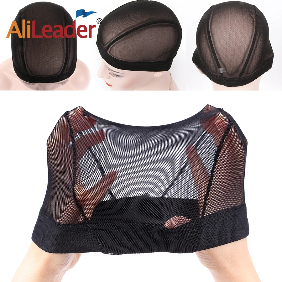 AliLeader L/M/S Cheap Elastic Mesh Dome Wig Cap for Making Human Hair Wigs Beige Black Spandex Net Glueless Hairnets Wig Liner thumbnail 4