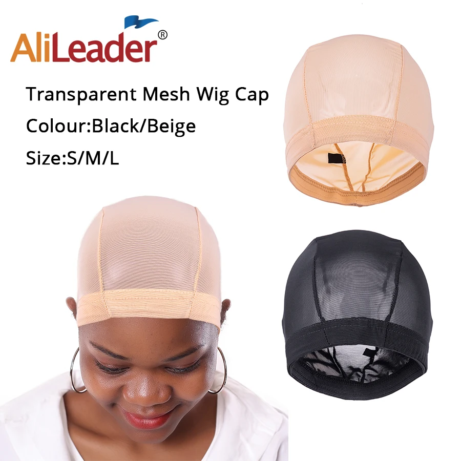 AliLeader L/M/S Cheap Elastic Mesh Dome Wig Cap for Making Human Hair Wigs Beige Black Spandex Net Glueless Hairnets Wig Liner thumbnail 5